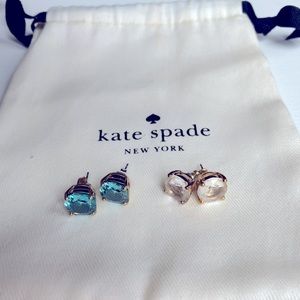 Kate Spade Small Square Studs in Blue and Clear